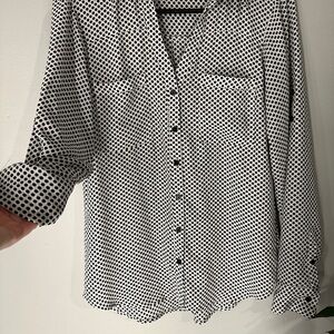 Chic Black and White Polka Dot Blouse